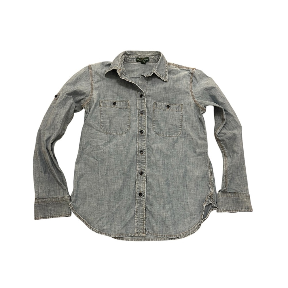 Lauren Jeans Co Ralph Lauren Chambray Denim Shirt Womens small Blue Roll Tab
